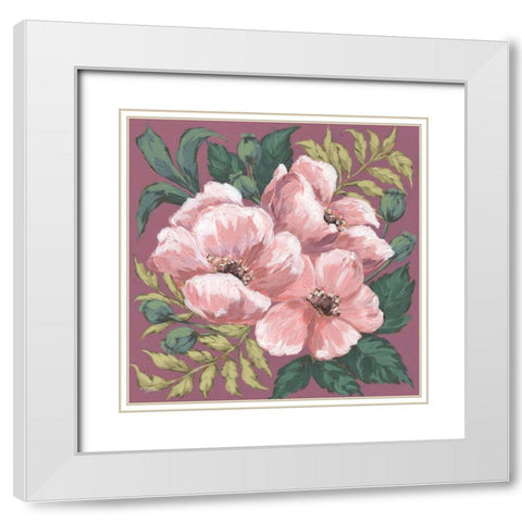Pink Poppies White Modern Wood Framed Art Print with Double Matting by Norman, Michele