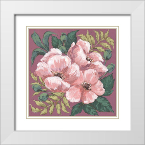 Pink Poppies White Modern Wood Framed Art Print with Double Matting by Norman, Michele