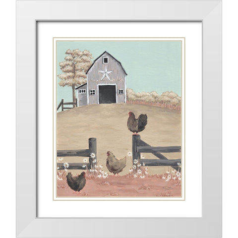 In the Barnyard White Modern Wood Framed Art Print with Double Matting by Norman, Michele