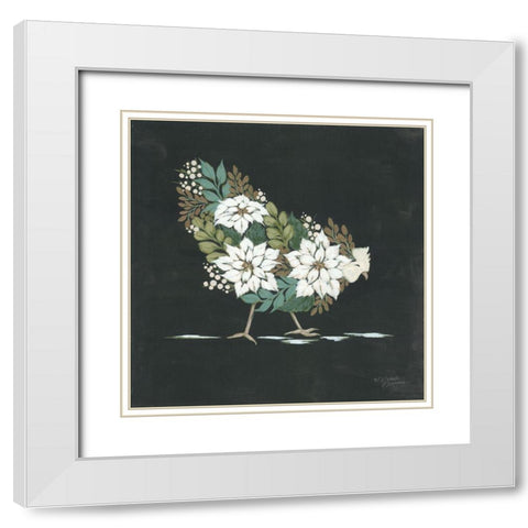 Floral Winter Hen White Modern Wood Framed Art Print with Double Matting by Norman, Michele
