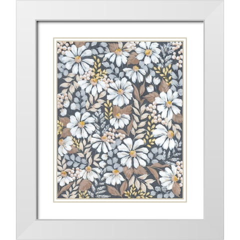 Neutral Daisies White Modern Wood Framed Art Print with Double Matting by Norman, Michele