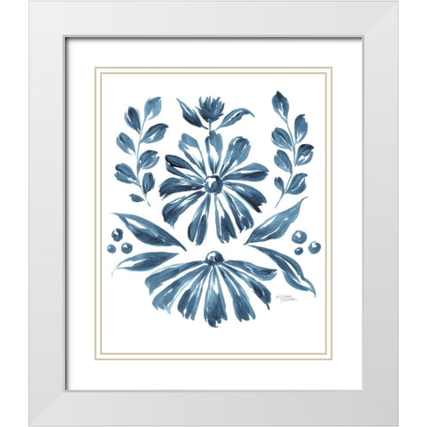 Blue Daisy #1    White Modern Wood Framed Art Print with Double Matting by Norman, Michele