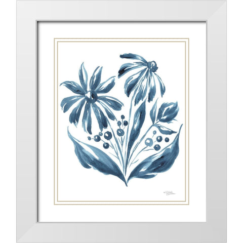 Blue Daisy #2     White Modern Wood Framed Art Print with Double Matting by Norman, Michele