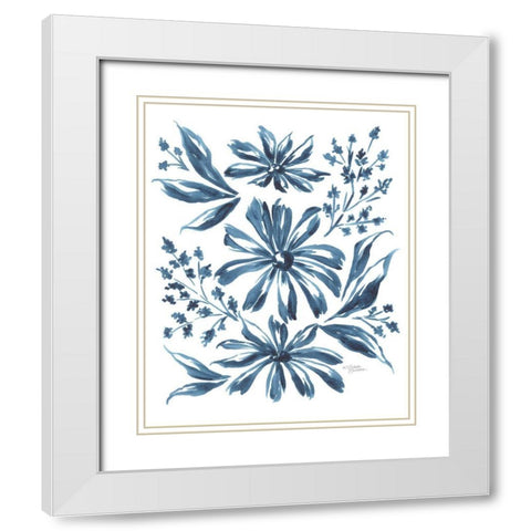 Blue Daisy #3  White Modern Wood Framed Art Print with Double Matting by Norman, Michele