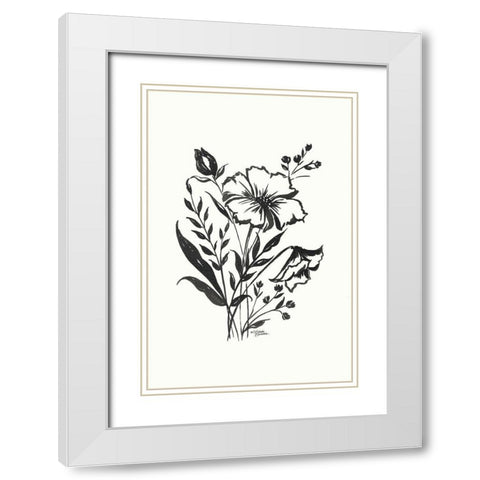 Annabelle Floral White Modern Wood Framed Art Print with Double Matting by Norman, Michele
