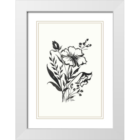 Annabelle Floral White Modern Wood Framed Art Print with Double Matting by Norman, Michele
