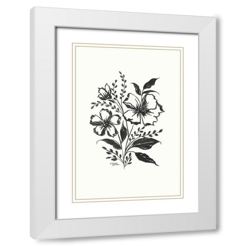 Josephine Floral White Modern Wood Framed Art Print with Double Matting by Norman, Michele