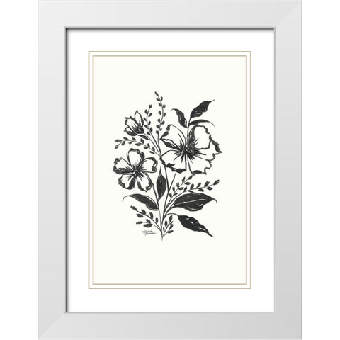 Josephine Floral White Modern Wood Framed Art Print with Double Matting by Norman, Michele