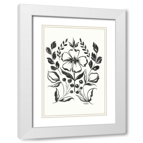 Gracie Floral White Modern Wood Framed Art Print with Double Matting by Norman, Michele