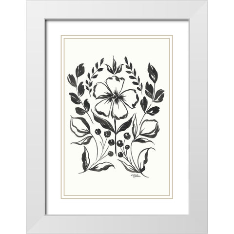 Gracie Floral White Modern Wood Framed Art Print with Double Matting by Norman, Michele