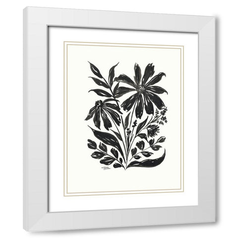 Daisy Garden #1 White Modern Wood Framed Art Print with Double Matting by Norman, Michele