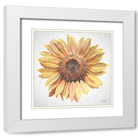 Sunny Sunflower White Modern Wood Framed Art Print with Double Matting by Norman, Michele