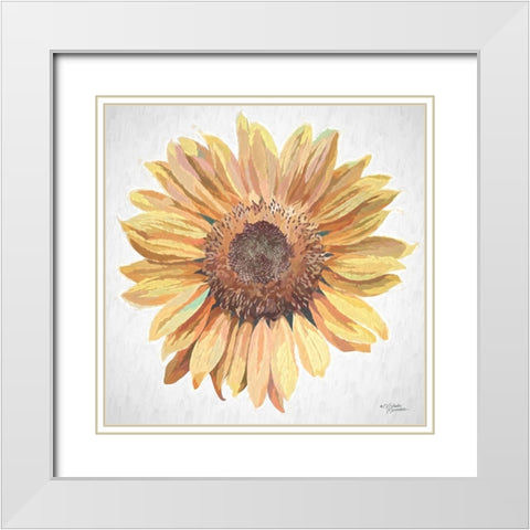Sunny Sunflower White Modern Wood Framed Art Print with Double Matting by Norman, Michele