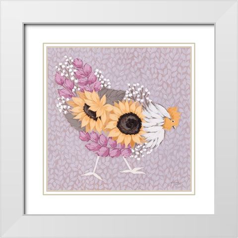 Sunflower Hen I White Modern Wood Framed Art Print with Double Matting by Norman, Michele