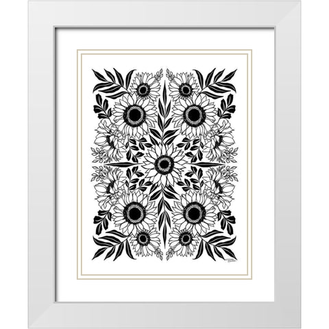 Sunflower Medley White Modern Wood Framed Art Print with Double Matting by Norman, Michele