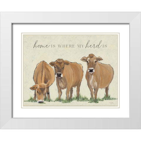 Home is Where my Herd Is White Modern Wood Framed Art Print with Double Matting by Norman, Michele