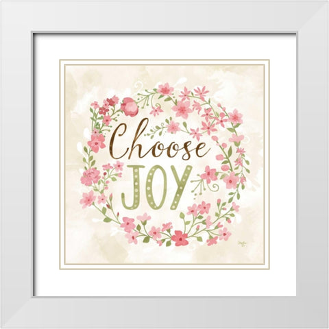 Choose Joy White Modern Wood Framed Art Print with Double Matting by Mollie B.