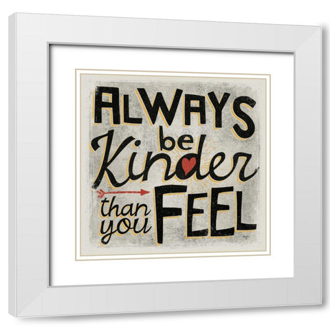 Kinder White Modern Wood Framed Art Print with Double Matting by Mollie B.
