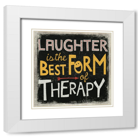 Laughter White Modern Wood Framed Art Print with Double Matting by Mollie B.