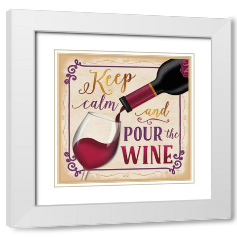 Pour the Wine White Modern Wood Framed Art Print with Double Matting by Mollie B.