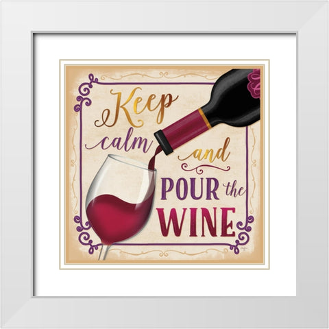 Pour the Wine White Modern Wood Framed Art Print with Double Matting by Mollie B.
