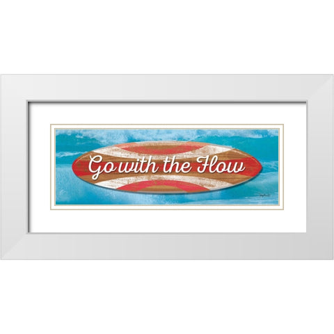 Go With the Flow White Modern Wood Framed Art Print with Double Matting by Mollie B.