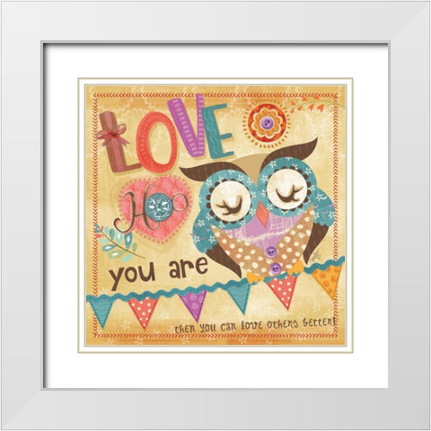 Owl White Modern Wood Framed Art Print with Double Matting by Mollie B.