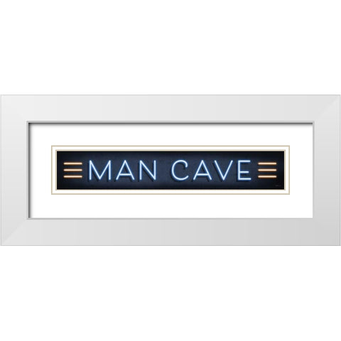 Neon Man Cave White Modern Wood Framed Art Print with Double Matting by Mollie B.