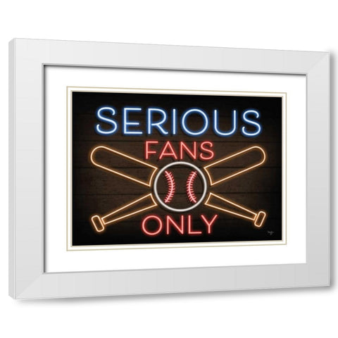 Neon Baseball Fans White Modern Wood Framed Art Print with Double Matting by Mollie B.