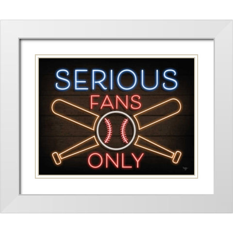 Neon Baseball Fans White Modern Wood Framed Art Print with Double Matting by Mollie B.
