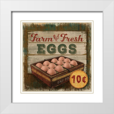 Farm Fresh Eggs White Modern Wood Framed Art Print with Double Matting by Mollie B.