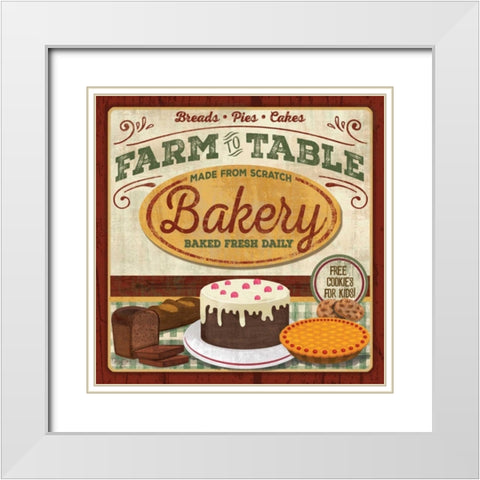 Farm to Table Bakery White Modern Wood Framed Art Print with Double Matting by Mollie B.