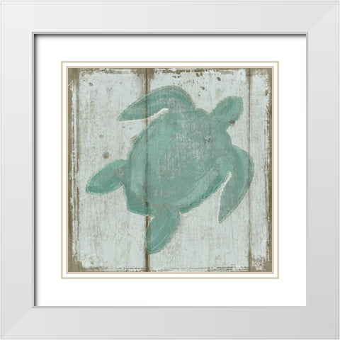 Turtle White Modern Wood Framed Art Print with Double Matting by Mollie B.