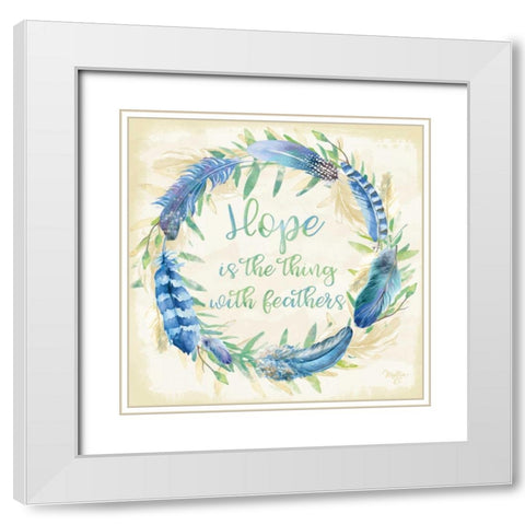 Hope is the Thing with Feathers White Modern Wood Framed Art Print with Double Matting by Mollie B.