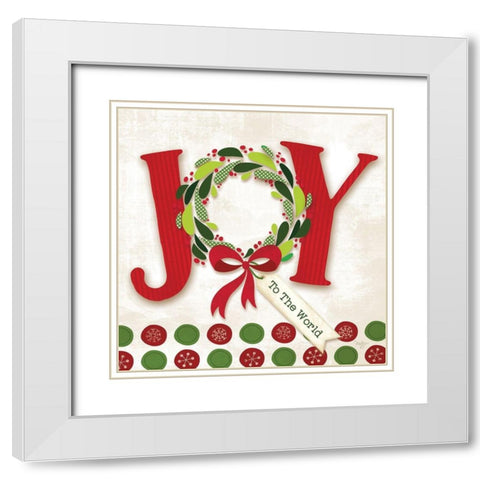 Joy to the World White Modern Wood Framed Art Print with Double Matting by Mollie B.