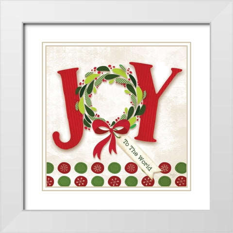 Joy to the World White Modern Wood Framed Art Print with Double Matting by Mollie B.