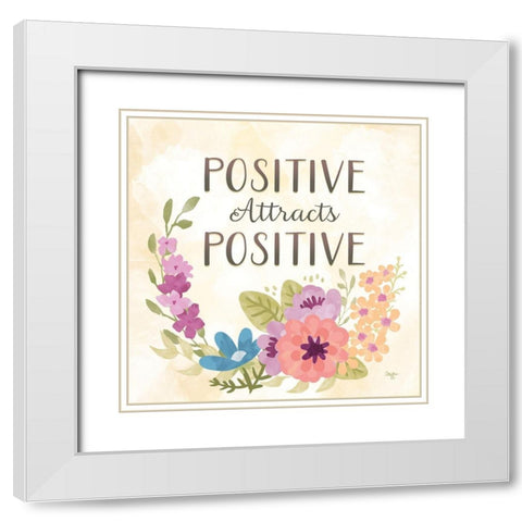 Positive Attracts Positive White Modern Wood Framed Art Print with Double Matting by Mollie B.