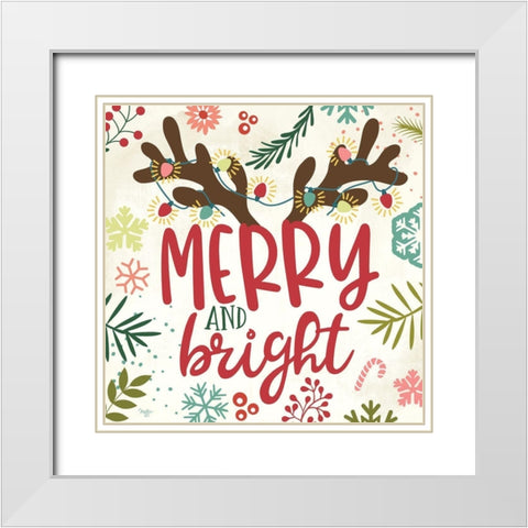 Merry and Bright White Modern Wood Framed Art Print with Double Matting by Mollie B.