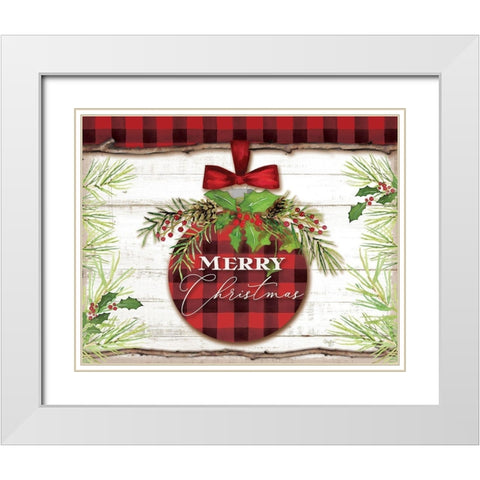 Merry Christmas Ornament White Modern Wood Framed Art Print with Double Matting by Mollie B.