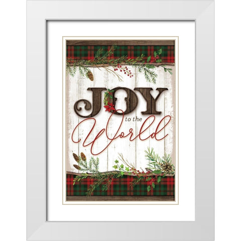 Joy to the World White Modern Wood Framed Art Print with Double Matting by Mollie B.