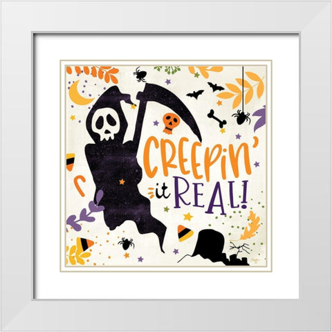 Creepin it Real! White Modern Wood Framed Art Print with Double Matting by Mollie B.