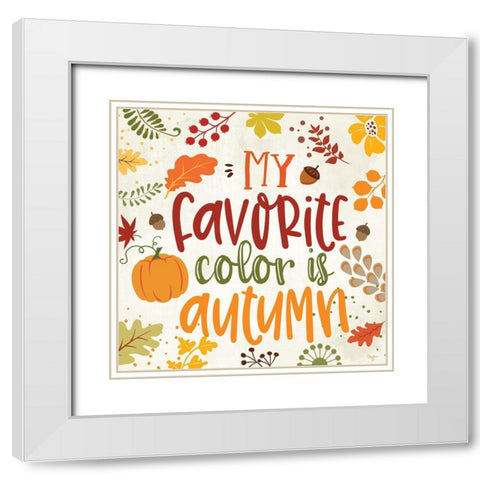 My Favorite Color is Autumn White Modern Wood Framed Art Print with Double Matting by Mollie B.