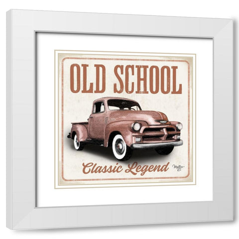 Old School Vintage Trucks I White Modern Wood Framed Art Print with Double Matting by Mollie B.
