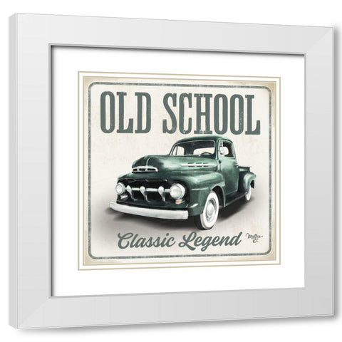 Old School Vintage Trucks III White Modern Wood Framed Art Print with Double Matting by Mollie B.