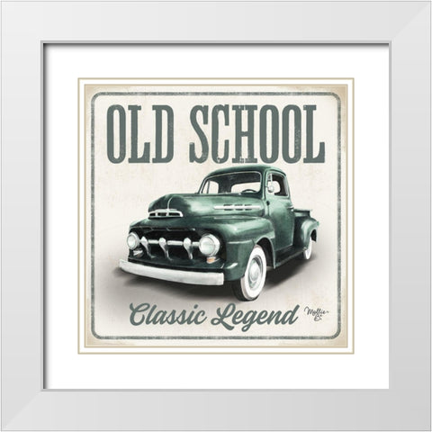 Old School Vintage Trucks III White Modern Wood Framed Art Print with Double Matting by Mollie B.