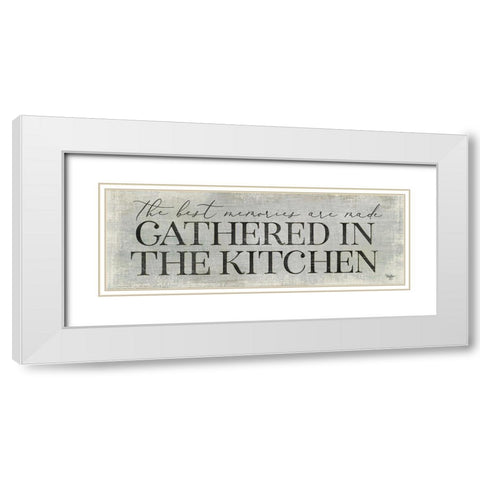 Gathered in the Kitchen White Modern Wood Framed Art Print with Double Matting by Mollie B.