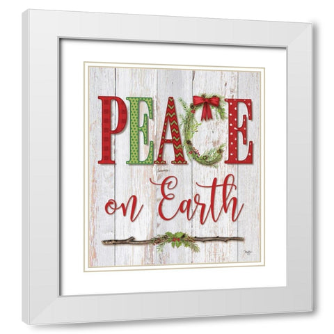 Peace on Earth White Modern Wood Framed Art Print with Double Matting by Mollie B.