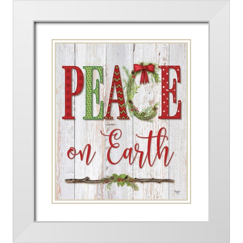 Peace on Earth White Modern Wood Framed Art Print with Double Matting by Mollie B.