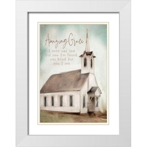 Amazing Grace White Modern Wood Framed Art Print with Double Matting by Mollie B.