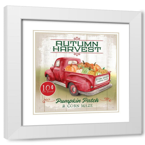 Fall Pickup White Modern Wood Framed Art Print with Double Matting by Mollie B.